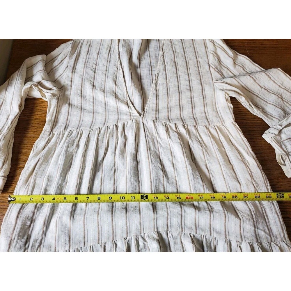 SOLD Zara Small Women White Maxi Dress Tiered Long Bohemian Striped Romantic - Picture 13 of 15